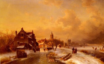 チャールズ・ライカート Painting - 冬と夏の運河の風景シーン 1 風景 Charles Leickert